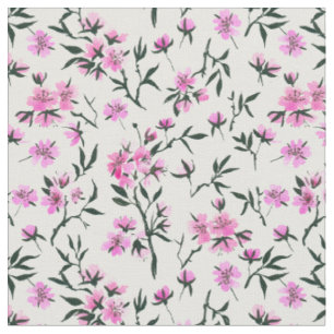 White cherry blossom on white fabric