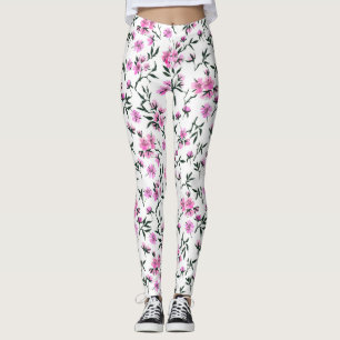 White cherry blossom on white leggings