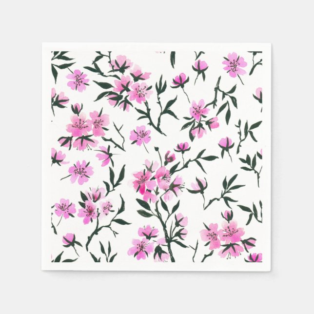 White cherry blossom on white napkin (Front)
