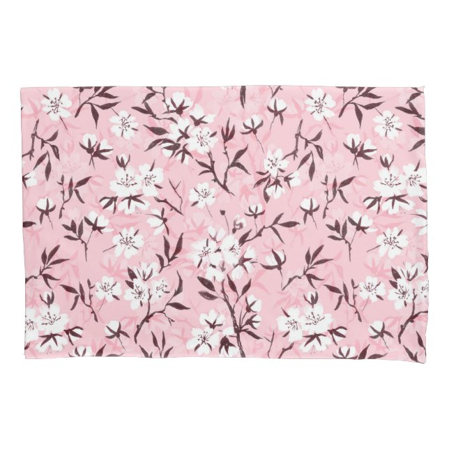 White cherry blossom pillowcase (Front)