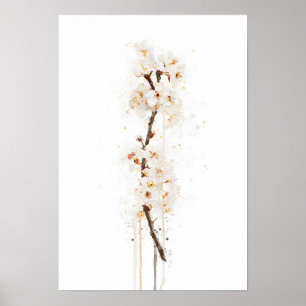 White Cherry Blossom Poster