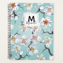 White Cherry Blossom Stationery Monogram