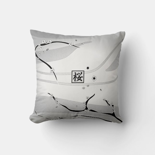 White Cherry Blossom Tree Cushion (Front)