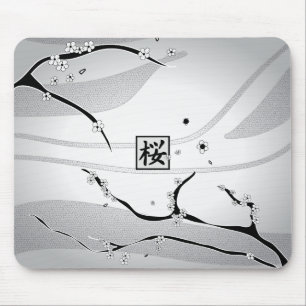 White Cherry Blossom Tree Mouse Mat