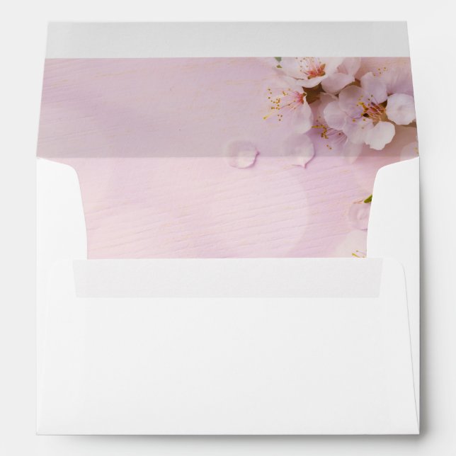 White Cherry Blossom Wedding Invites Envelopes A7 (Back (Bottom))