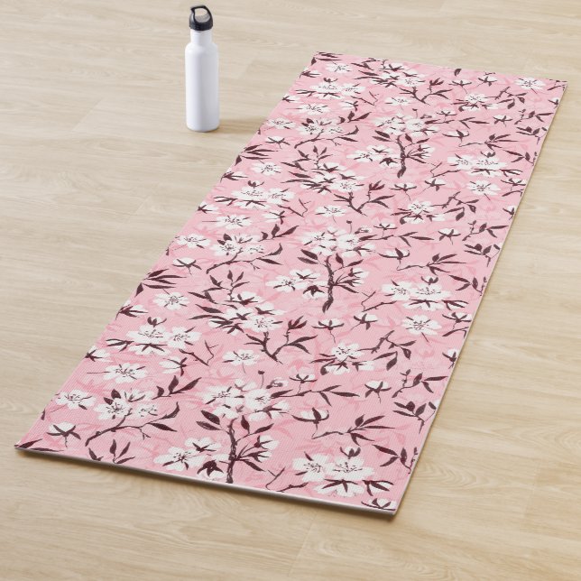 White cherry blossom yoga mat (In Situ)