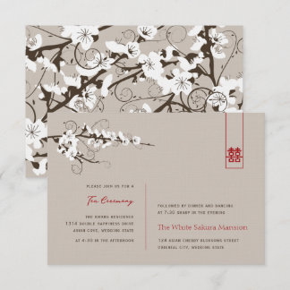 White Cherry Blossoms Asian Wedding Reception Invitation