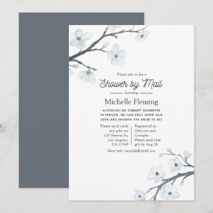 White Cherry Blossoms Bridal Shower by Mail Invitation