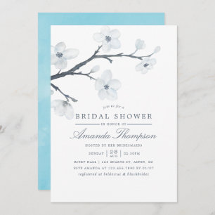 White Cherry Blossoms Bridal Shower Invitation
