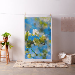 White Cherry Blossoms Fabric