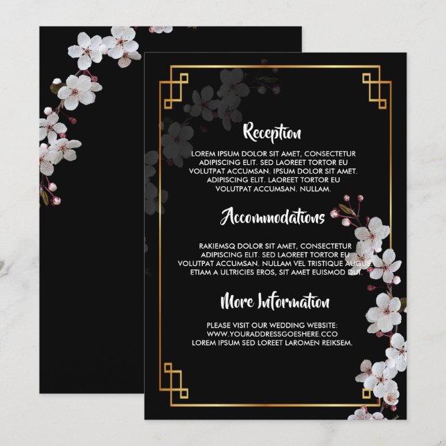white Cherry Blossoms &golden Fra wedding programs Invitation (Front/Back)