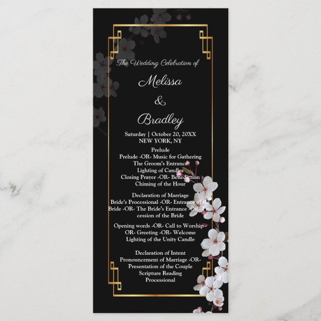 white Cherry Blossoms &golden Frame Programme (Front)