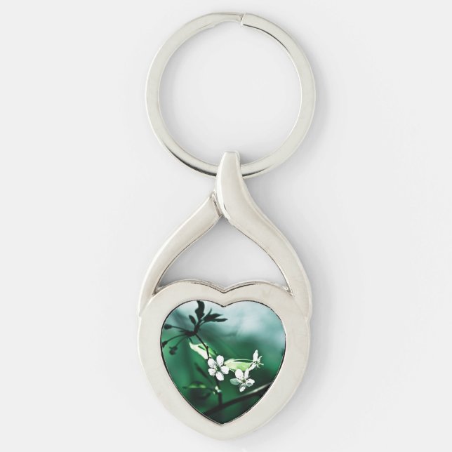 White Cherry Blossoms Key Ring (Front)