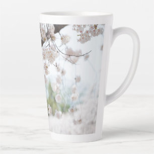 White Cherry Blossoms Latte Mug