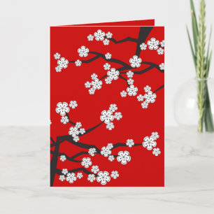 White Cherry Blossoms Sakura Spring Flowers Branch Card
