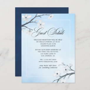 White Cherry Blossoms Wedding Guest Details Enclosure Card