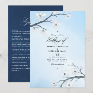 White Cherry Blossoms Wedding Invitation