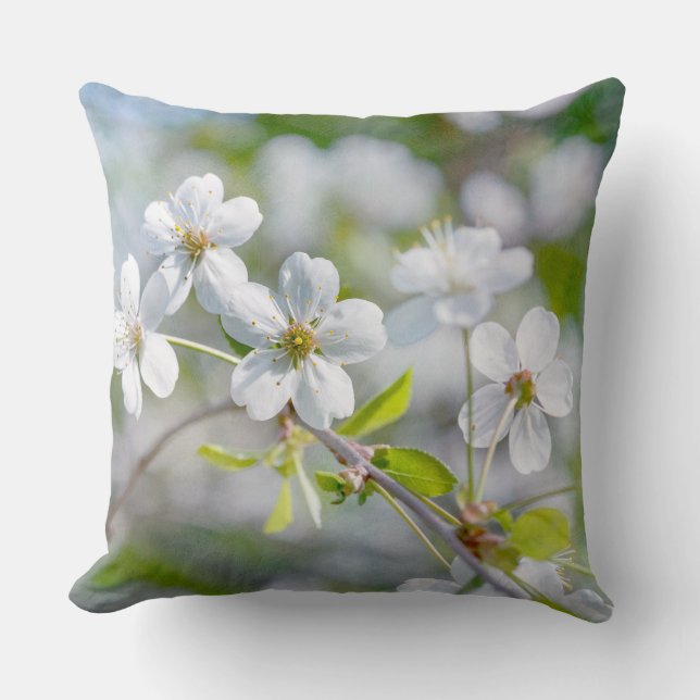 White Cherry Flower Cushion (Front)