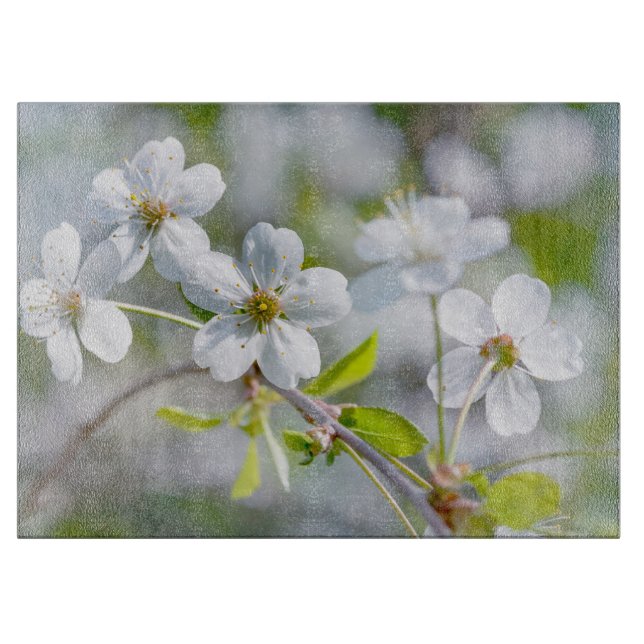 White Cherry Flower Cutting Board (Front)