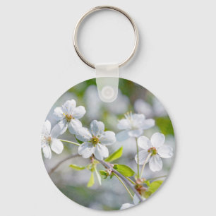 White Cherry Flower Key Ring