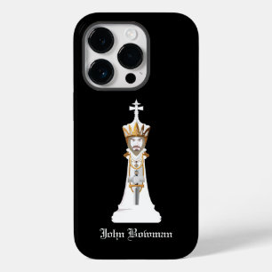 White Chess king / Personalised Name Case-Mate iPhone 14 Pro Case