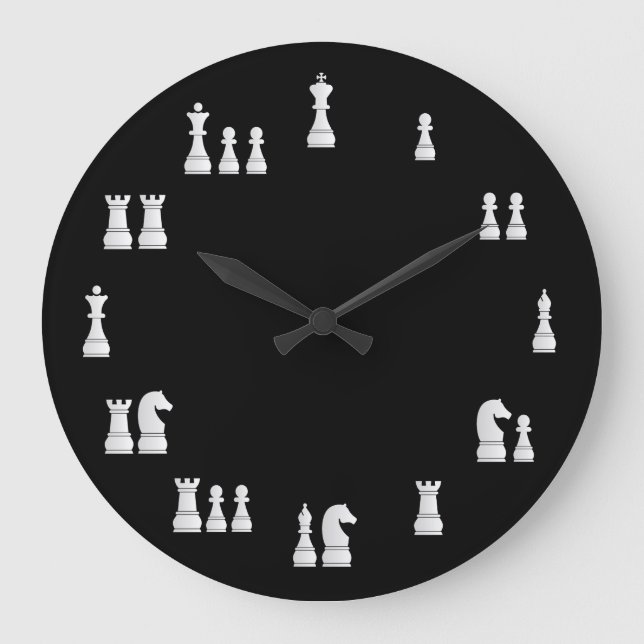 White Chess Pieces Clock (Front)