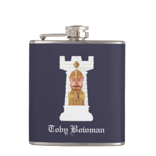 White Chess Rook Hip Flask