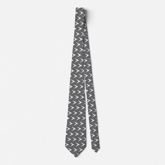 White Chevron Arrow - Md Grey Tie (Front)