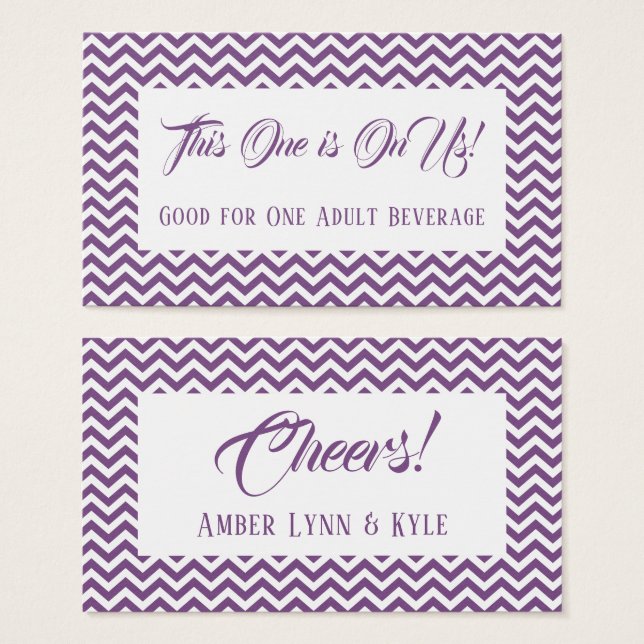 White Chevron Pattern Over Purple Drink Tickets (Front & Back)