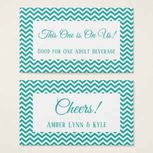 White Chevron Pattern Over Turquoise Drink Tickets