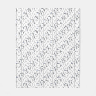 White Chevrons Knit Ribbon Awareness Print Fleece Blanket