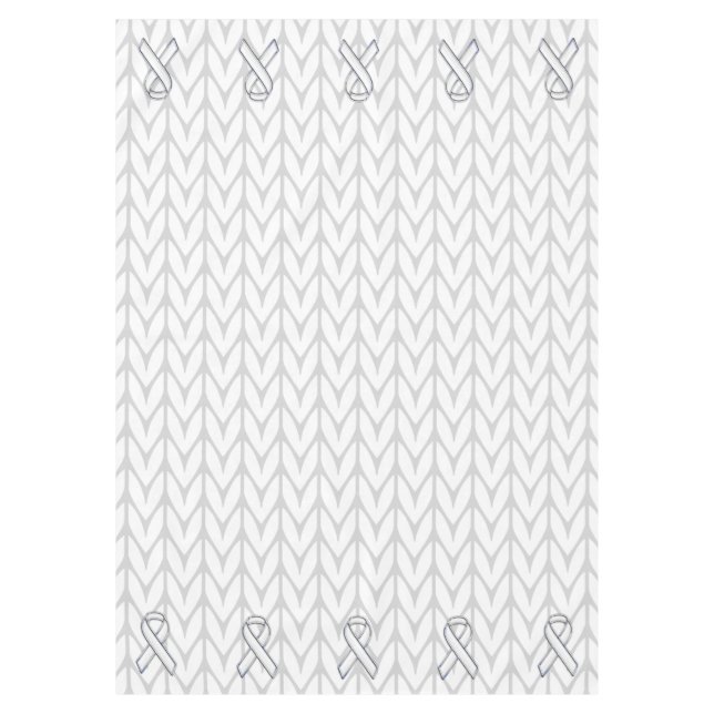 White Chevrons Knit Ribbon Awareness Print Tablecloth (Front)