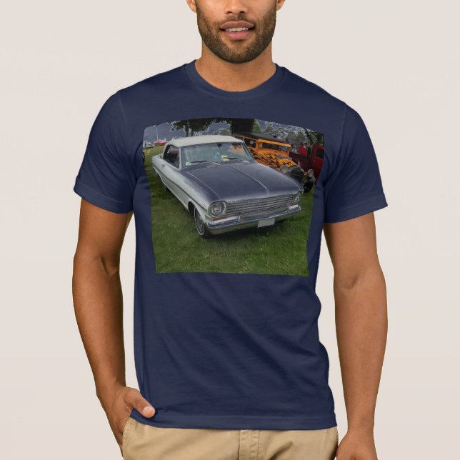 white chevy 1963 nova with chrome front view T-Shirt (Front)