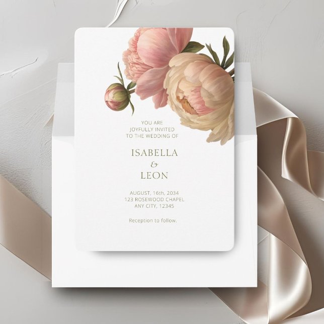 White | Chic Blush Rose Wedding  Envelope (Creator Uploaded)