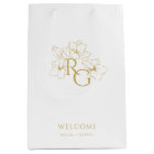 White | Chic Faux Gold Monogram Welcome Wedding 