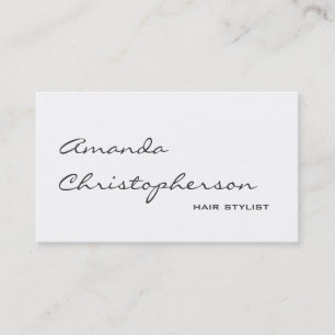 White Chic Handwriting Hair Stylist Business Card
