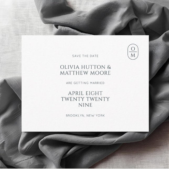 White | Chic Minimal Monogram Wedding  Postcard (Creator Uploaded)