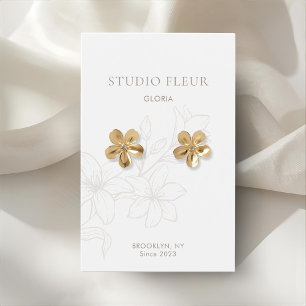 White Chic Minimalist Floral Earring Display