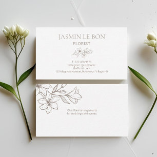 White   Chic Minimalist Flower  Business Card
