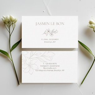 White Chic Minimalist Flower Business Card