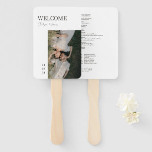 White   Chic Modern Photo Wedding Program Hand Fan