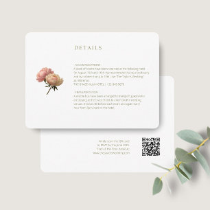 White Chic Rose Wedding Detail QR Code Enclosure Card