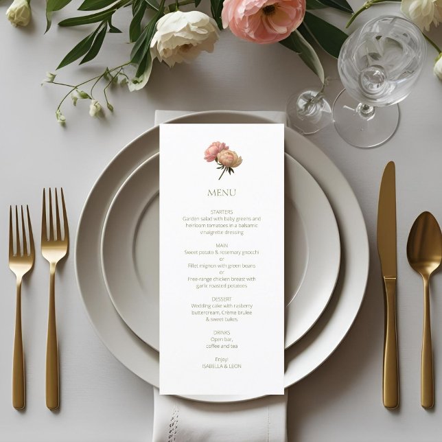 White | Chic Rose Wedding  Menu (Creator Uploaded)