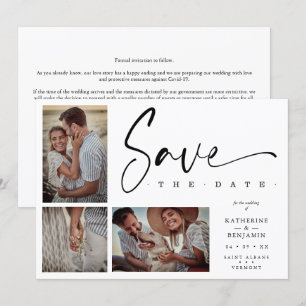 White Chic Trendy Collage Wedding Covid19 3 Photos