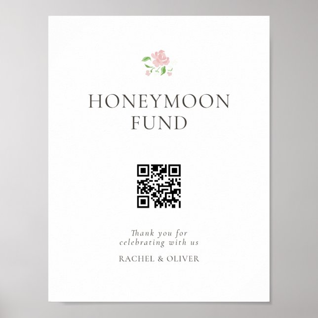 White | Chic Wedding Honeymoon Fund Poster (Front)