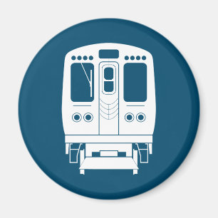 White Chicago “L” Profile on Blue Background Magnet