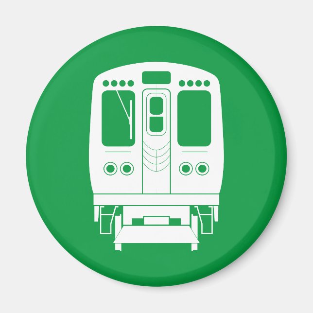 White Chicago “L” Profile on Green Background Magnet (Front)
