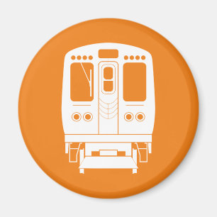 White Chicago “L” Profile on Orange Background Magnet