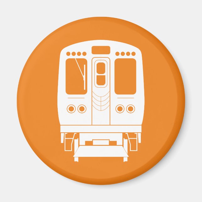 White Chicago “L” Profile on Orange Background Magnet (Front)