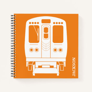 White Chicago “L” Profile on Orange Background Notebook
